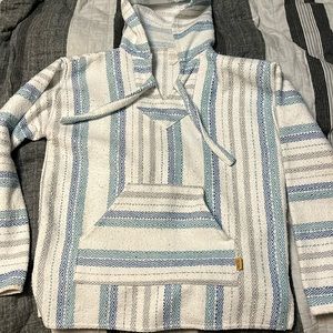 blue and white pancho hoodie